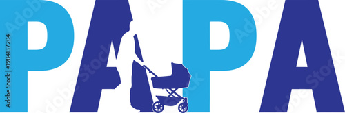 Creative 'papa' typography with hidden family scene inside the letters