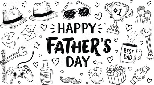 Happy father's day doodle art a celebration of dad's interests and love