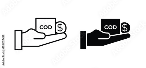 Cash on delivery icon editable stroke outline vectors. EPS10