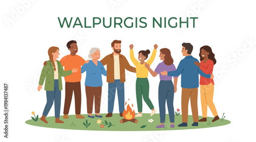 Vector of people celebrating "Walpurgis Night" 5