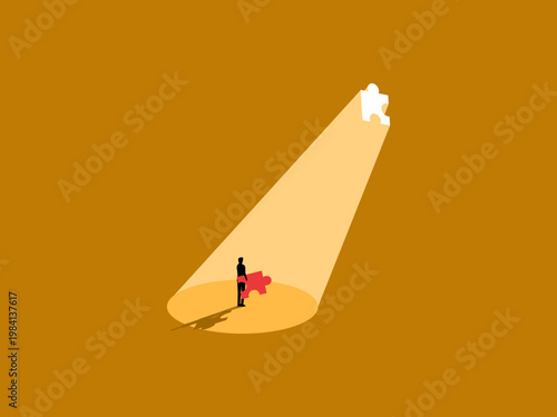 businessman saw the gaps in the jigsaw puzzle through which light shone, and thus saw the problem