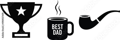 Best dad ever a celebration of fatherhood with trophy mug and pipe