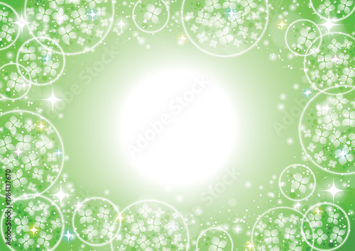 あじさい玉、背景、梅雨、6月、かわいい、イラスト、キラキラ、緑