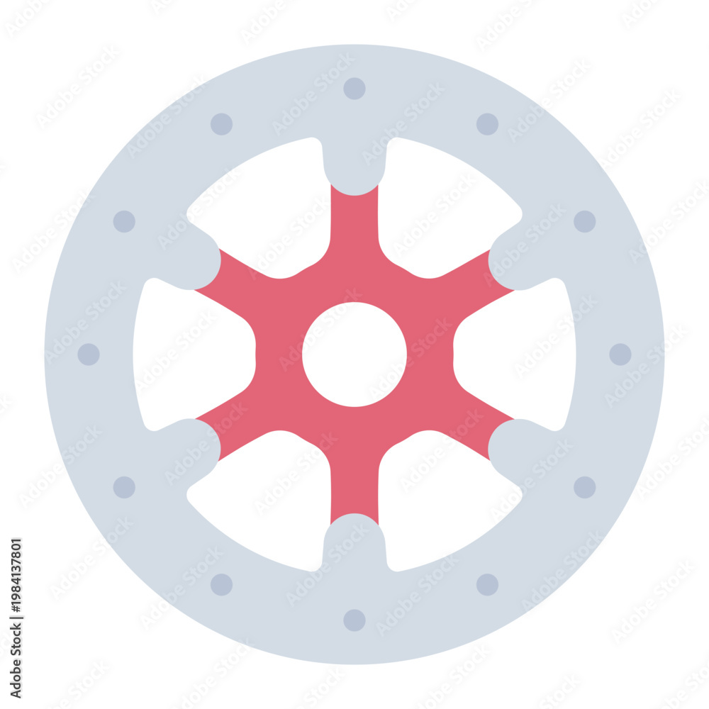 Obraz premium disc brake flat icon. stopping system. wheel safety. motorcycle repair.