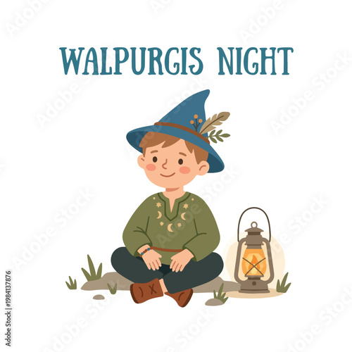 Vector of a little boy celebrating "Walpurgis Night" 5