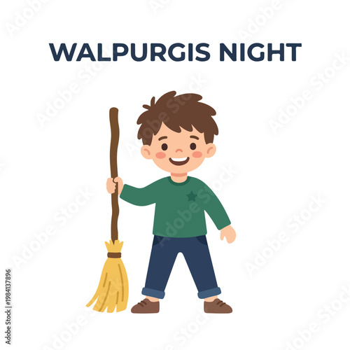 Vector of a little boy celebrating "Walpurgis Night" 7