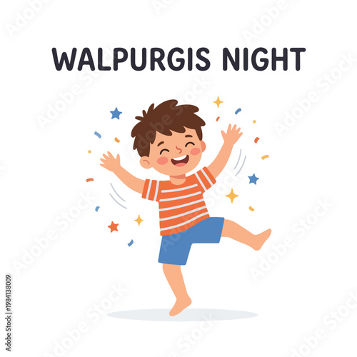 Vector of a little boy celebrating "Walpurgis Night" 8