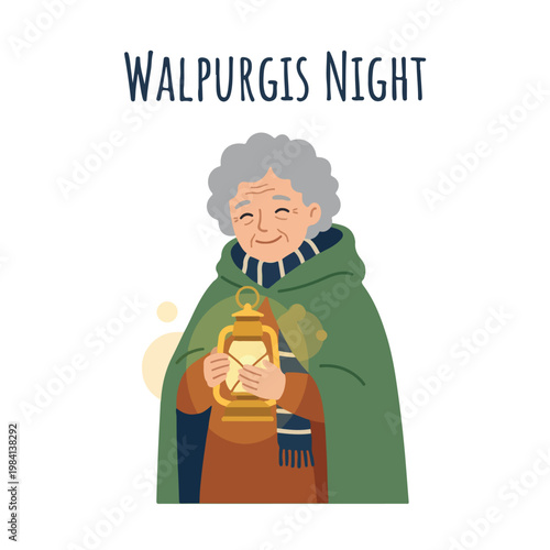 Vector of a elderly woman celebrating "Walpurgis Night" 4