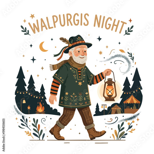 Vector of a elderly man celebrating "Walpurgis Night" 7