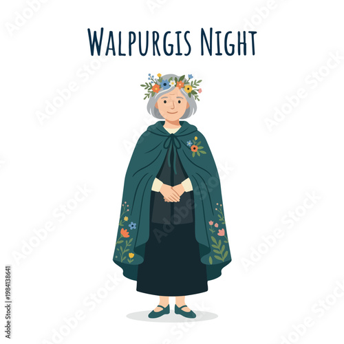 Vector of a elderly woman celebrating "Walpurgis Night" 3