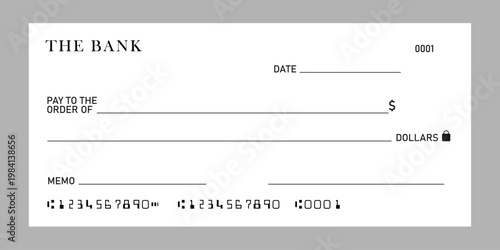 Blank bank check template vector