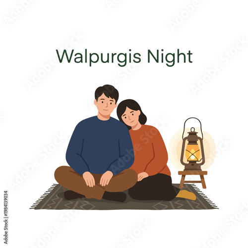 Vector of a young couple celebrating "Walpurgis Night" 4