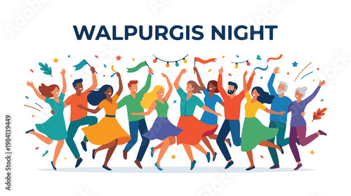 Vector of people celebrating "Walpurgis Night" 1