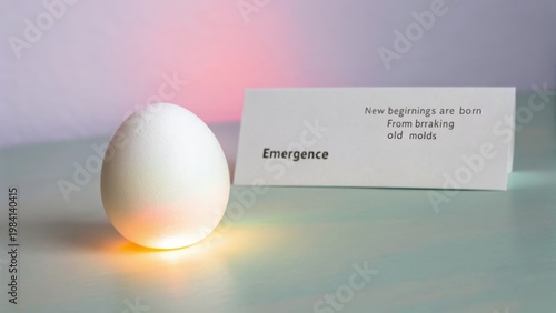 White Egg Symbolizing New Beginnings with Soft Color Lighting