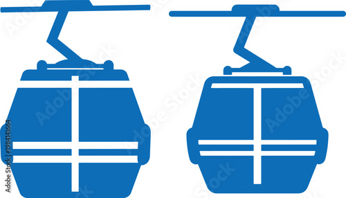 Two blue cable car icons on white background