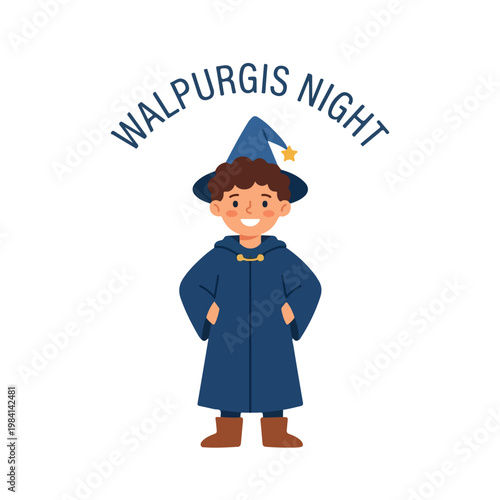 Vector of a little boy celebrating "Walpurgis Night" 1