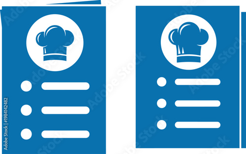 Menu icon with chef hat and list items vector graphic
