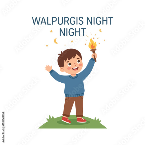 Vector of a little boy celebrating "Walpurgis Night" 2