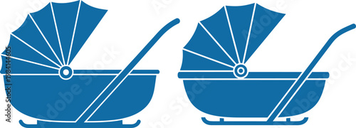 Two baby strollers icon vector