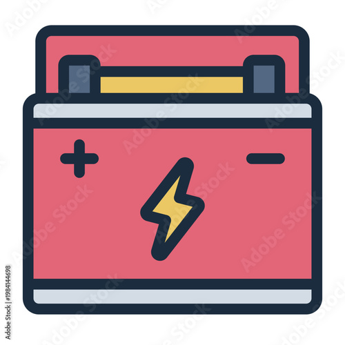 battery filled line icon. electric power. energy storage. vehicle ignition.