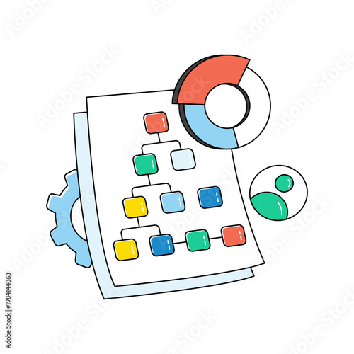 Conceptual doodle design icon of business hierarchy