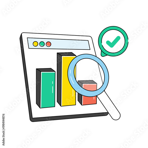 A premium download icon of online data analysis 