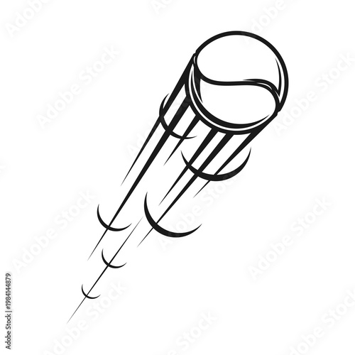 Tennis sport ball fly air trail icon or symbol. Tennis ball fly motion trail monochrome symbol, sport shoot air trace vector pictogram. Game ball strike speed tail sign or icon