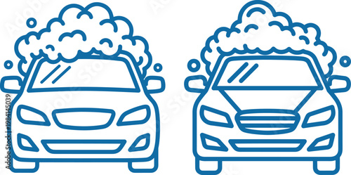 Car wash icon vector bubbles two similar examples white background