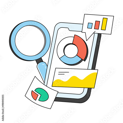 An eye catching design icon of mobile data analytics 