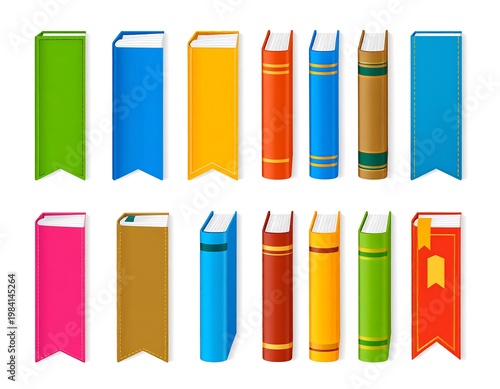 Colorful book spines in rows.