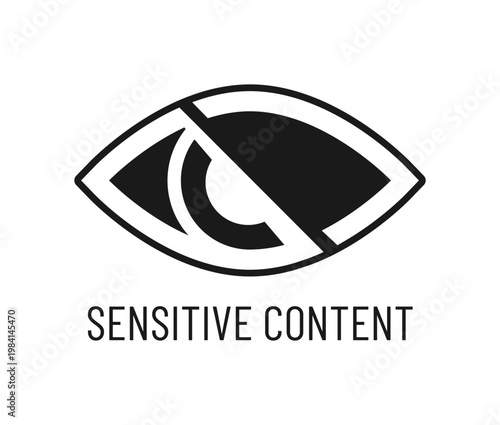 Sensitive content, censored photo icon or sign. Hidden password or web material sign, sensitive content or photo warning pictogram. Censored data video icon