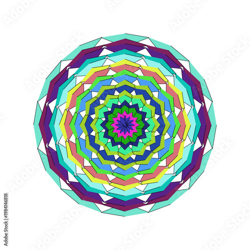 Vibrant circular mandala a kaleidoscope of colors and geometric patterns