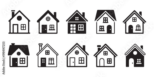 House icon set collection of residential building silhouettes for real estate or property business.