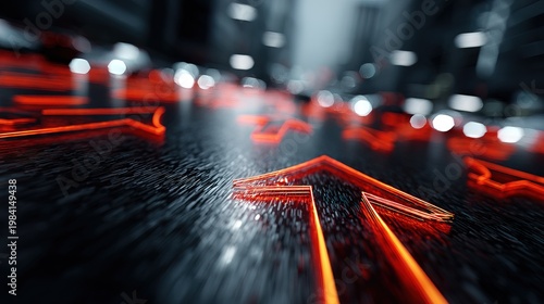 Conceptual Focus Red Arrow Directional Guidance Forward Path Achievement Illustration