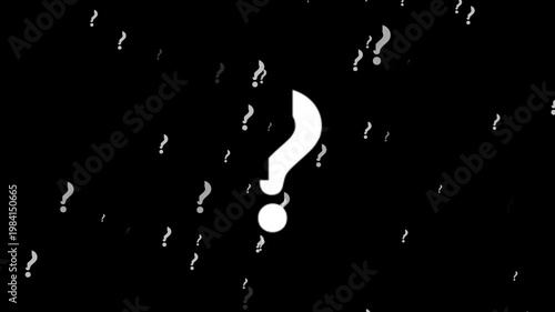 Abstract Background with Floating White Question Marks on Black Canvas for Creative Concepts