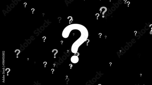 Abstract concept of uncertainty with floating question marks on a dark background