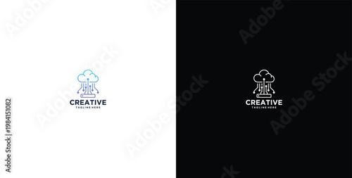 smart cloud modern technology design logo