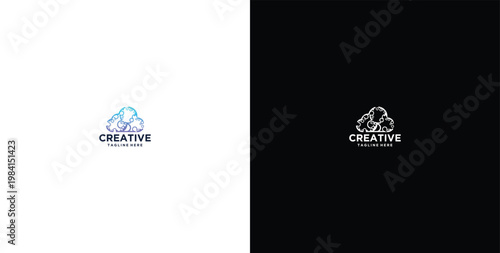 smart cloud modern technology design logo