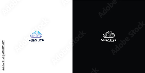 smart cloud modern technology design logo
