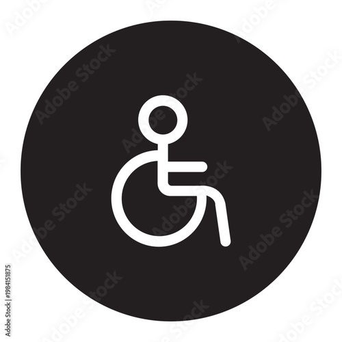 Vector of Wheelchair Accessibility Symbol Icon_Circle Line Icon