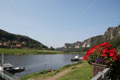 The Elbe River near Bad Schandau in Saxon Switzerland, Germany