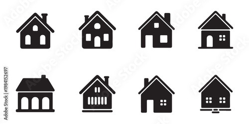 House icon set. simple vector home icons. residential building symbols. real estate illustration.