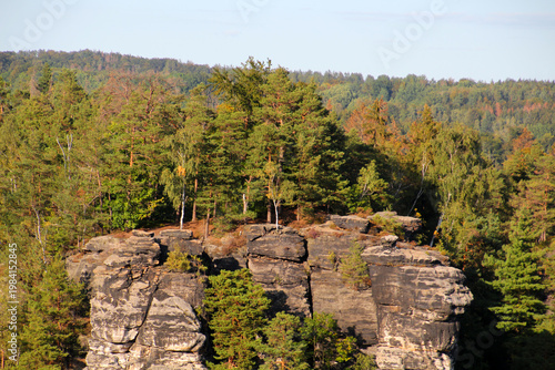 Landscape in the Elbe Sandstone Mountains, Bastei Saxon Switzerland, Germany