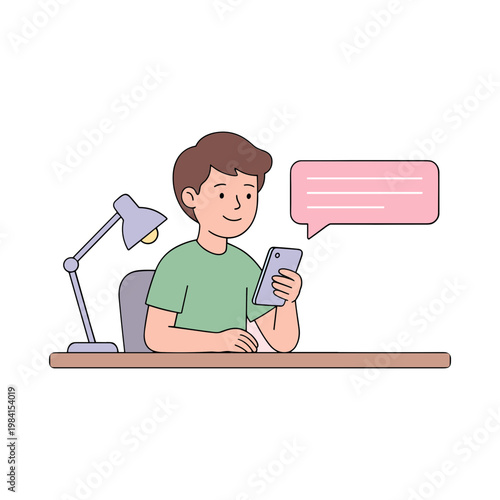 A cheerful man smiles while looking back over his shoulder in an illustration.