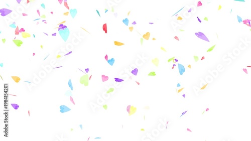 Rainbow sakura leaves fall down on the white screen