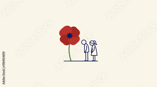 Remembrance Day Couple Gazing at a Poppy