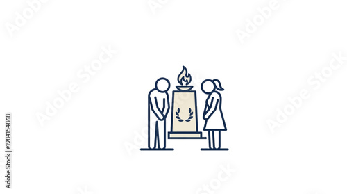 Memorial Ceremony with Eternal Flame Symbol