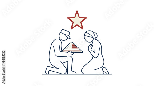 Soldier Presenting Triangular Artifact to Bereaved Person