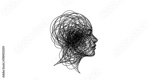 A scribbled illustration of a human head.
