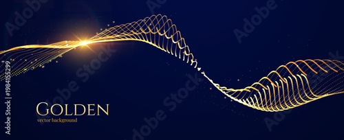 Bild auf Leinwand Elegant abstract background with flowing golden wave lines and glowing particles